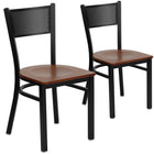Flash Furniture HERCULES Series Black Grid Back Metal Restaurant Chair - Cherry Wood Seat - 2 Pack-Grid Back Design