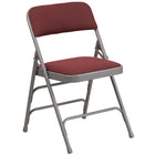 Flash Furniture HERCULES Series Curved Triple Braced & Double-Hinged Burgundy Patterned Fabric Metal Folding Chair-Burgundy Patterned Fabric Upholstered Seat and Back