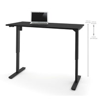 Bestar 30" x 60" Electric Height Adjustable Table, Black, (65867-18)-Durable 1" commercial grade work surface with melamine finish that resists scratches, stains and burns.