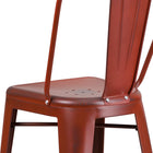 Flash Furniture 30" High Distressed Kelly Red Metal Indoor-Outdoor Barstool with Back-Seat Size: 14''W x 14''D
