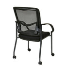 Prp-Line ProGrid Back Visitors Chair with Casters, Black-Titanium Finish Legs with Dual Wheel Carpet Casters