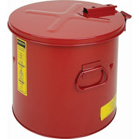 Justrite Wash Tanks, 3.5-Gallon Steel Wash Tank with Basket, 13 3/4" x 13", 1Lb-Cover opens wide for access