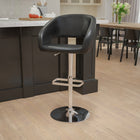 Flash Furniture Contemporary Black Vinyl Adjustable Height Barstool with Rounded Mid-Back & Chrome Base-Seat Adjusts from Counter to Bar Height
