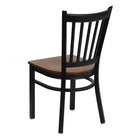 Flash Furniture HERCULES Series Black Vertical Back Metal Restaurant Chair - Cherry Wood Seat - 2 Pack-.625" Thick Plywood Seat