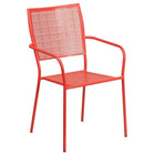35.25'' Round Coral Indoor-Outdoor Steel Patio Table Set with 4 Square Back Chairs [CO-35RD-02CHR4-RED-GG]-4