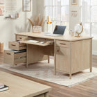 Sauder 66"W Whitaker Point Executive Desk - Natural Maple-   Large center drawer/shelf features flip-down panel for keyboard/mouse