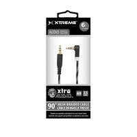 Xtreme XAC9-0110-REB 6ft Premium Audio transfer Cable-90 degree right angle connector, Great for Car or Home aux port