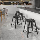 Flash Furniture 24" High Backless Distressed Black Metal Indoor-Outdoor Counter Height Stool-Backless Design