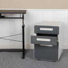 Flash Furniture Ergonomic 3-Drawer Mobile Locking Filing Cabinet with Anti-Tilt Mechanism & Letter/Legal Drawer - White/Charcoal-Utility Drawers: 13"W x 18.75"D x 2.75"H; File Drawer: 13"W x 18.75"D x 9.75"H