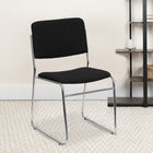 Flash Furniture HERCULES Series Fabric High Density Stacking Chair with Chrome Sled Base - Black-High Density Construction