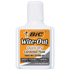 BIC Wite-Out Quik-Dry Correction Fluid -  White -  22mL-Unique foam applicator ensures precise corrections and smooth line coverage