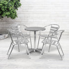 Flash Furniture 23.5" Round Aluminum Indoor-Outdoor Table Set with 4 Slat Back Chairs-Set Includes Table and 4 Chairs