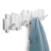 Umbra Sticks Multi Hook, White-Molded wall hook with five flip-down hooks