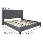 Flash Furniture Riverdale King Size Tufted Upholstered Platform Bed - Dark Grey Fabric-Tufted Upholstery