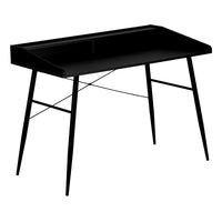 Monarch Specialties 7537 48" Computer Desk - Black/Black Metal-Computer desk in a black finish featuring a small hutch with a long shelf and 2 storage cubbies