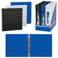 Merangue 1-1/2" Vinyl View Binders - 6 Pack-Vinyl View Binder in assorted colours (Black, Blue, Grey)