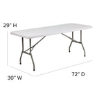 Flash Furniture 30"W x 72"L Granite Plastic Folding Table - White-1.75'' Thick Granite White Table Top