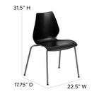 Flash Furniture HERCULES Black Stack Chair with Lumbar Support & Silver Frame - 5 Pack-Limited Lifetime Warranty on Frame