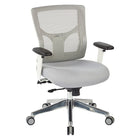 Pro-Line II White Mesh Mid Back Manager's Chair and Padded Seat, Height Adjustable Back-White with Grey Padded Seat