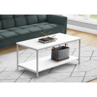 Monarch Specialties 3800 Coffee Table - 40"L/White/Silver Metal-Clean lines and a thoughtful design make this coffee table ideal for small spaces.