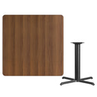 Flash Furniture 42" Square Walnut Laminate Table Top with 33" x 33" Table Height Base-Walnut Laminate Top