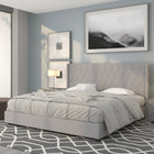 Flash Furniture Riverdale King Size Tufted Upholstered Platform Bed - Light Grey Fabric-Silver Nailhead Trim