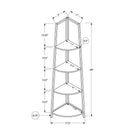 Monarch Specialties 3665 60"H Bookcase - White/White Metal Corner Etagere-Assembly required: Illustrated instructions and all hardware are provided for convenience (additional tools may be needed)