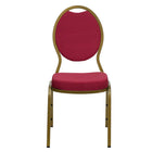Flash Furniture HERCULES Series Teardrop Back Stacking Banquet Chair in Burgundy Patterned Fabric - Gold Frame-Multipurpose Banquet Chair