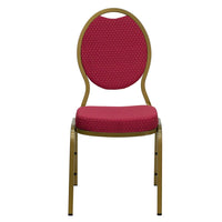 Flash Furniture HERCULES Series Teardrop Back Stacking Banquet Chair in Burgundy Patterned Fabric - Gold Frame-Multipurpose Banquet Chair