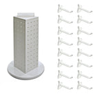 Azar Interlock Peg Tower with Revolving Base and Hooks - 4" x 4" x 12" - White-Sold in multiples of: 1