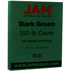 JAM Paper Matte Cardstock, 8.5" x 11", 130 lb, Dark Green, 25 Pack (64432381)-Dark green
