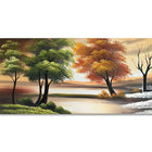 Designart Changing Seasons on the Lake Canvas Art Print, 40" x 20", (PT1073-40-20)-Print