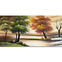 Designart Changing Seasons on the Lake Canvas Art Print, 40" x 20", (PT1073-40-20)-Print