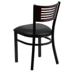 Flash Furniture HERCULES Series Black Slat Back Metal Restaurant Chair - Walnut Wood Back, Black Vinyl Seat - 2 Pack-2.5" Thick Foam Padded Seat