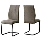 Monarch Specialties 1114 Dining Chair - Taupe Fabric/Black Metal - 2 Pack-Set of 2 upholstered dining chairs boasting a unique contemporary style 