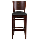 Flash Furniture Lacey Series Solid Back Walnut Wood Restaurant Barstool - Black Vinyl Seat-Wood Dining Bar Stool