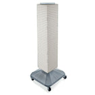 Azar Displays 40" x 8" x 8" 4-Sided Interlocking Pegboard Display Tower with Square Base, White (703388-WHT)-Revolves on a square wheeled base