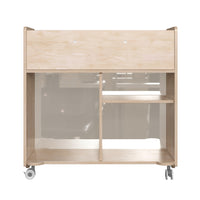 Flash Furniture Bright Beginnings Commercial Double Sided Space Saving Wooden Mobile Storage Cart with Clear Back - Natural-Double Sided Wooden 6 Compartment Mobile Classroom Storage Unit wit Transparent Back