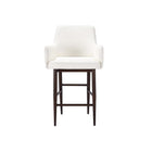Plata Decor Isaak Stools with Walnut Metal Legs - White - 2 Pack-Backless