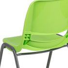 Flash Furniture HERCULES Series Green Ergonomic Shell Stack Chair with Grey Frame-Vented Back and Seat Drain Holes assist in drying