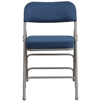 Flash Furniture HERCULES Premium Curved Triple Braced & Double Hinged Navy Fabric Metal Folding Chair-Padded Metal Folding Chair