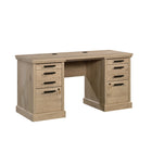 Sauder 60"W Mason Peak Credenza - Prime Oak-Drawers feature full extension slides. Lower drawers hold letter, legal or European size hanging files.