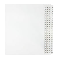 Mark Maker Legal Exhibit Index Tab Set  - Number 1 to 100 - 1/25th Cut - Letter Size - White-White Single Tabs