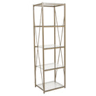 Flash Furniture Mar Vista Collection Glass Storage Shelf with Matte Gold Frame-Four Shelves