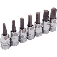 Dynamic Tools 3/8" Drive 7 Piece Metric, Standard Hex Socket Set, 4mm - 10mm-Contains: 4, 5, 6, 7, 8, 9, 10mm