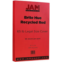 JAM Paper 8 1/2 x 14 Legal Size Recycled Cardstock, Brite Hue Red, 50 Pack-Red Recycled