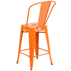 Flash Furniture 24" High Metal Indoor-Outdoor Counter Height Stool with Back-Curved Back with Vertical Slat