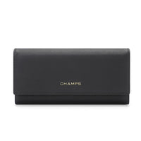 Champs RFID Trifold Expandable Wallet -  Black-Faux leather, black