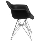 Flash Furniture Alonza Series Plastic Chairs with Chrome Base - Black - 2 Pack-Curved Arms