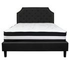 Flash Furniture Brighton Queen Size Tufted Upholstered Platform Bed with Pocket Spring Mattress - Black Fabric-Queen Platform Bed and Mattress Set